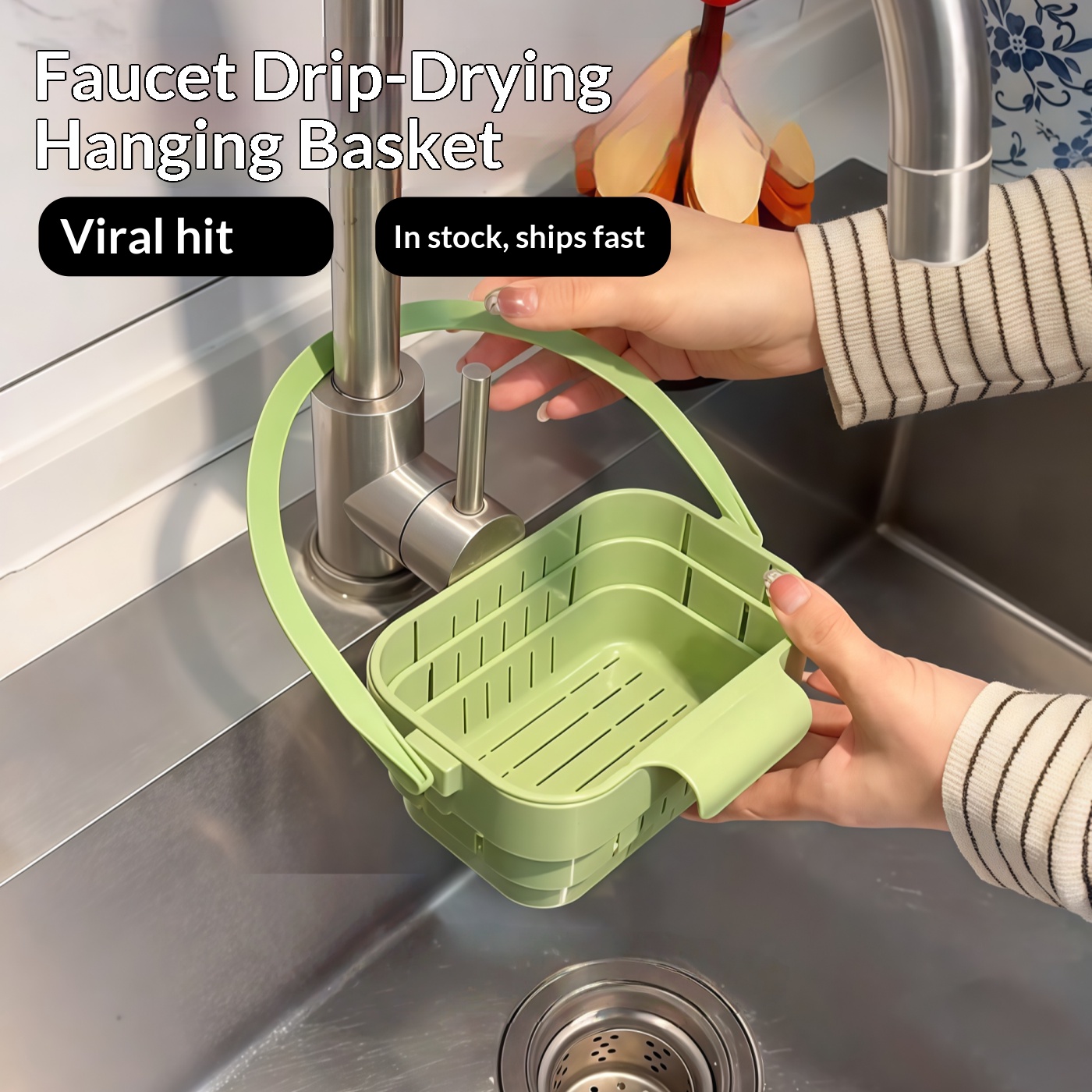 Food Storage With Colander - Keranjang Saringan Wastafel Lipat, Saringan Keran