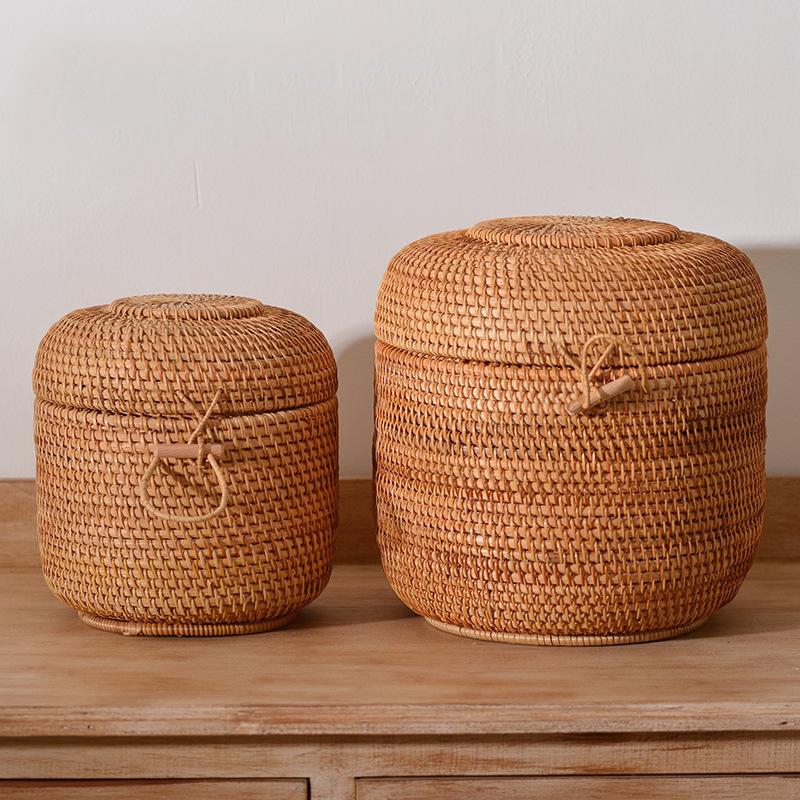 Food Storage With Colander - Kotak penyimpan teh rotan buatan tangan,