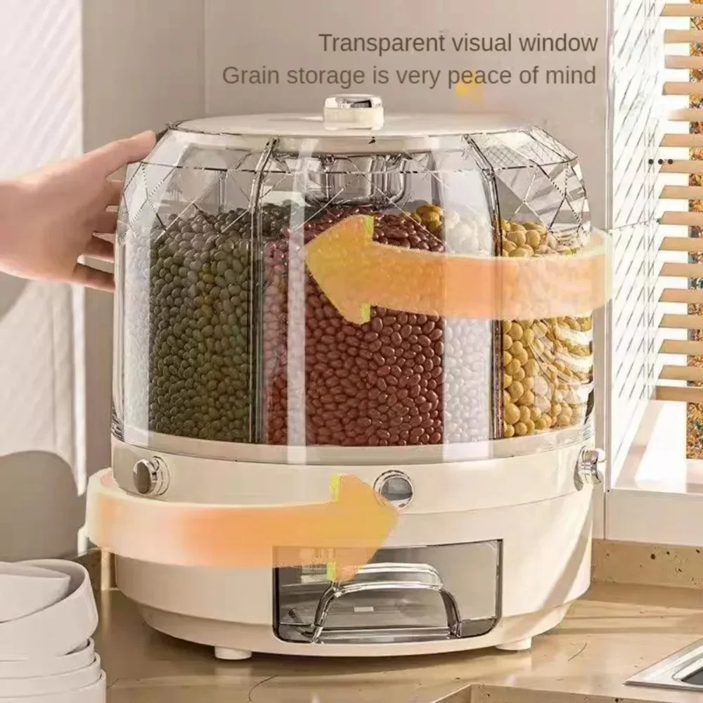 Food Storage No Plastic - Dispenser Biji-bijian Putar Food Grade Kapasitas