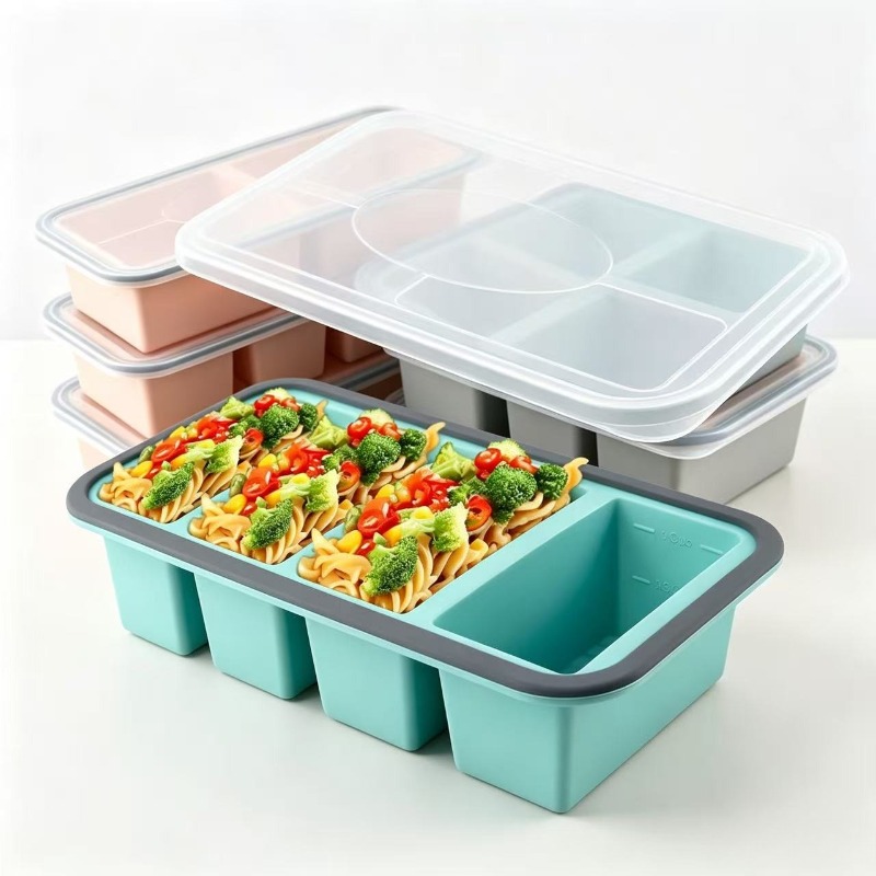Food Storage Prep Containers - Cetakan Es Silikon dengan Tutup, Wadah