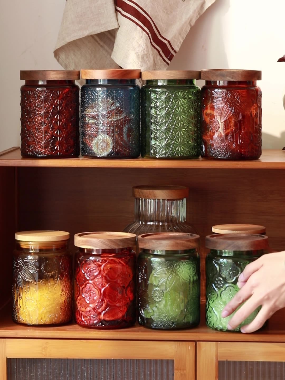 Food Storage With Colander - Toples penyimpanan dapur kaca antik, wadah