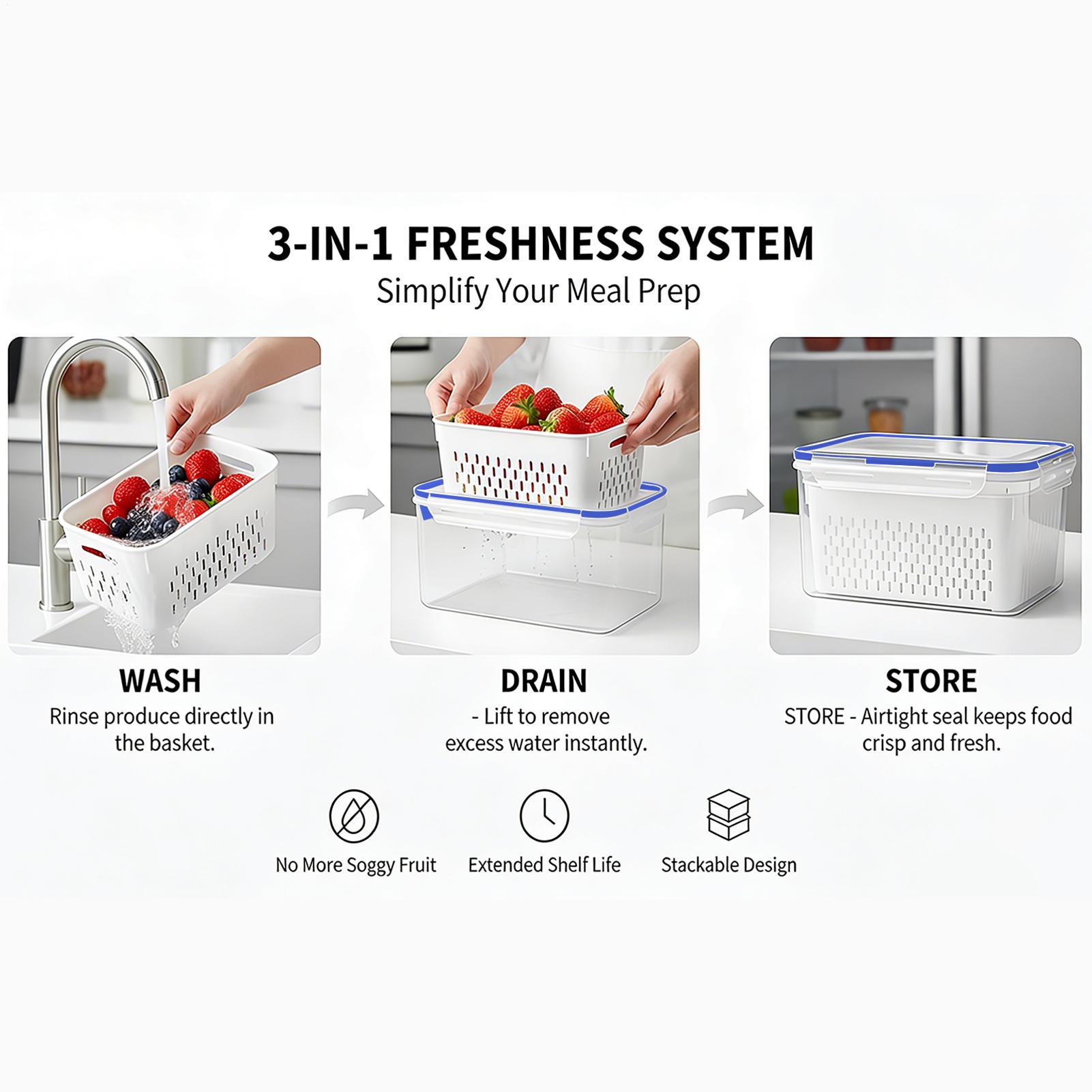Wadah Penyimpanan Makanan 4 In - Food Storage With Colander ulasan dan harga
