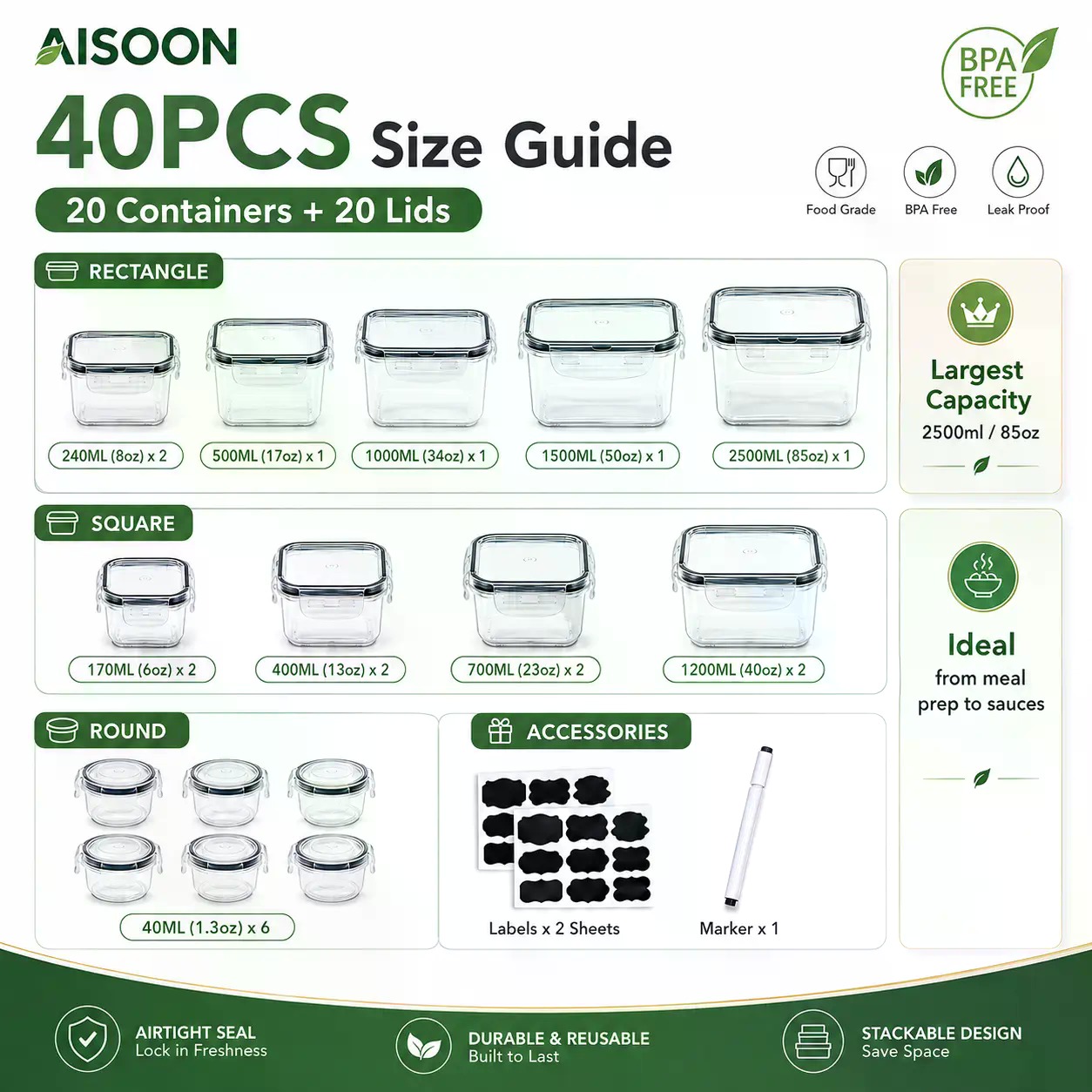 40 PCS Set Wadah Penyimpanan M - Food Storage Prep Containers ulasan dan harga