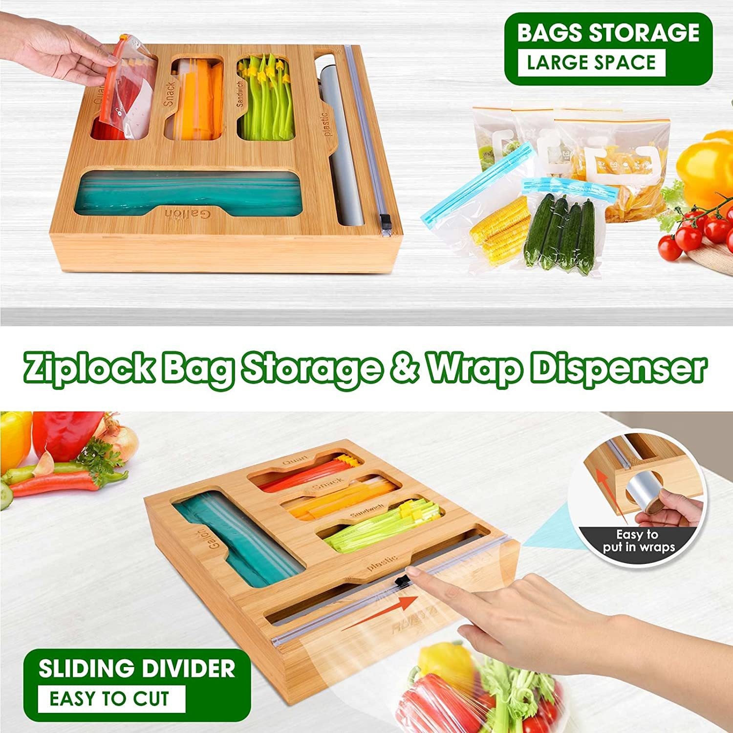 Ritsleting bambu tas makanan p - Food Storage Rack For Kitchen ulasan dan harga